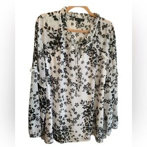 Lane Bryant White with Black Flowers Plus size 4X Top